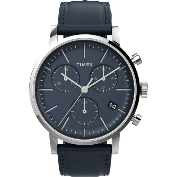 Timex TW2V36800 Men's Midtown Chrono Blue Leather Strap Watch