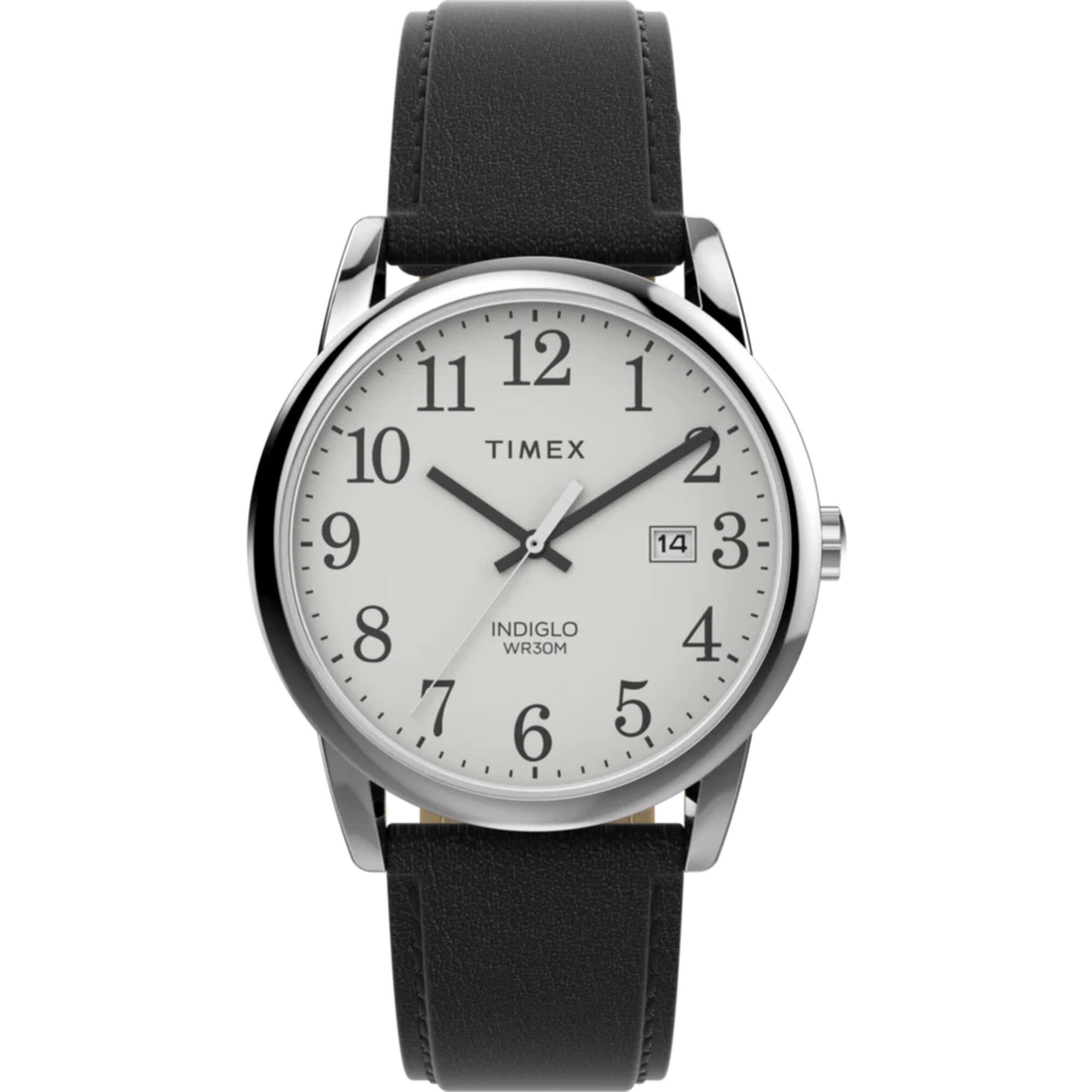 TIMEX TW2V68800 Men's Easy Reader White Dial Black Strap Watch