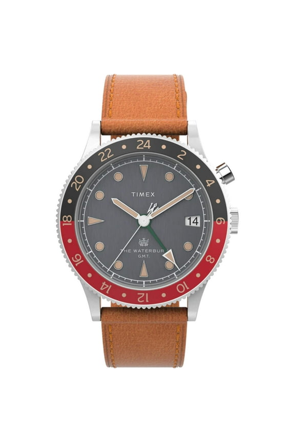 TW2V74000 Men's The Waterbury Tan Leather Strap GMT Watch
