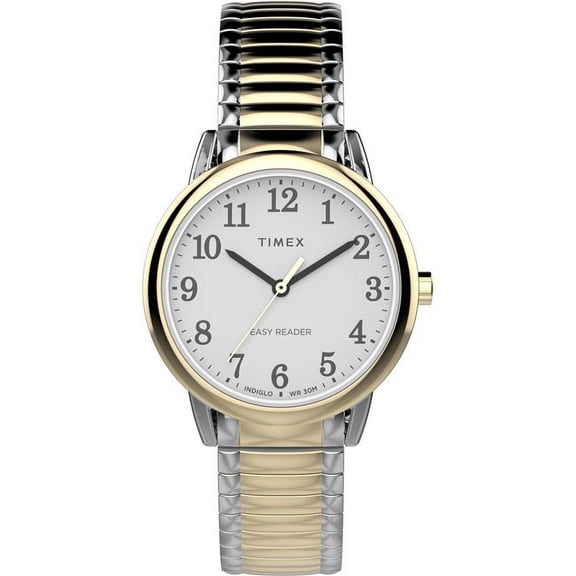Timex TW2V948009J 30 mm Womens Easy Reader Classic Watch - Two-Tone Expansion Band White Dial Two-Tone Case