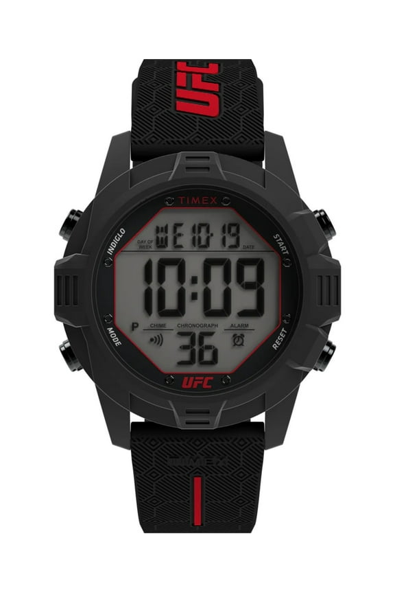 TW2V98000 Men's UFC Brawler 43mm Digital Watch Black Silicone Strap