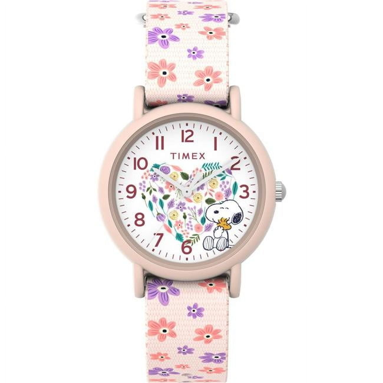 Timex TW2W33400 Women's Peanuts Floral 34mm Fabric Strap Watch