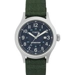 Timex Men's Expedition Sierra 40mm Watch - Green Strap Blue Dial Silver-Tone Case