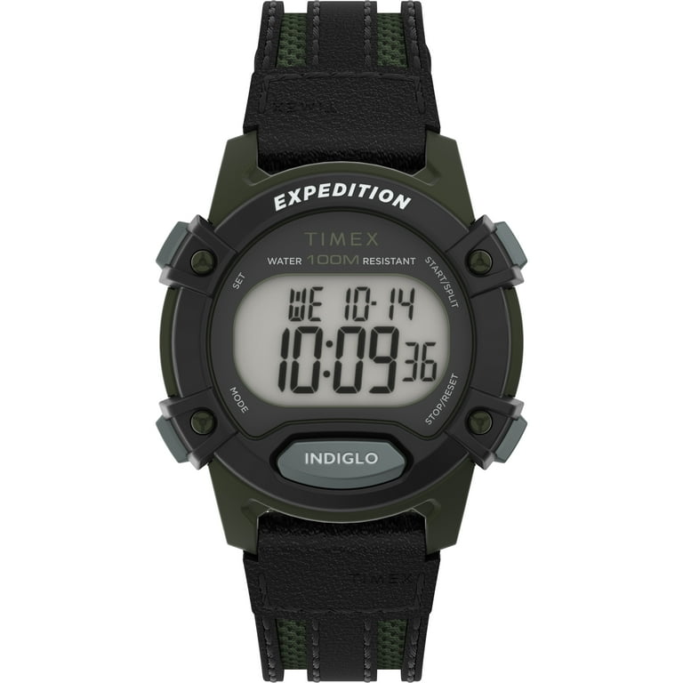 Timex TW4B287009J 33 mm Unisex Expedition CAT Watch Black Strap Digital Dial Green Case Walmart
