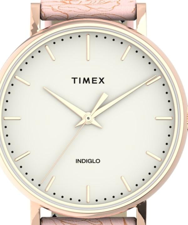 Timex TW2U40500 37 mm Trend Fairfield Cream Dial Womens Watch, Pink Leather Strap