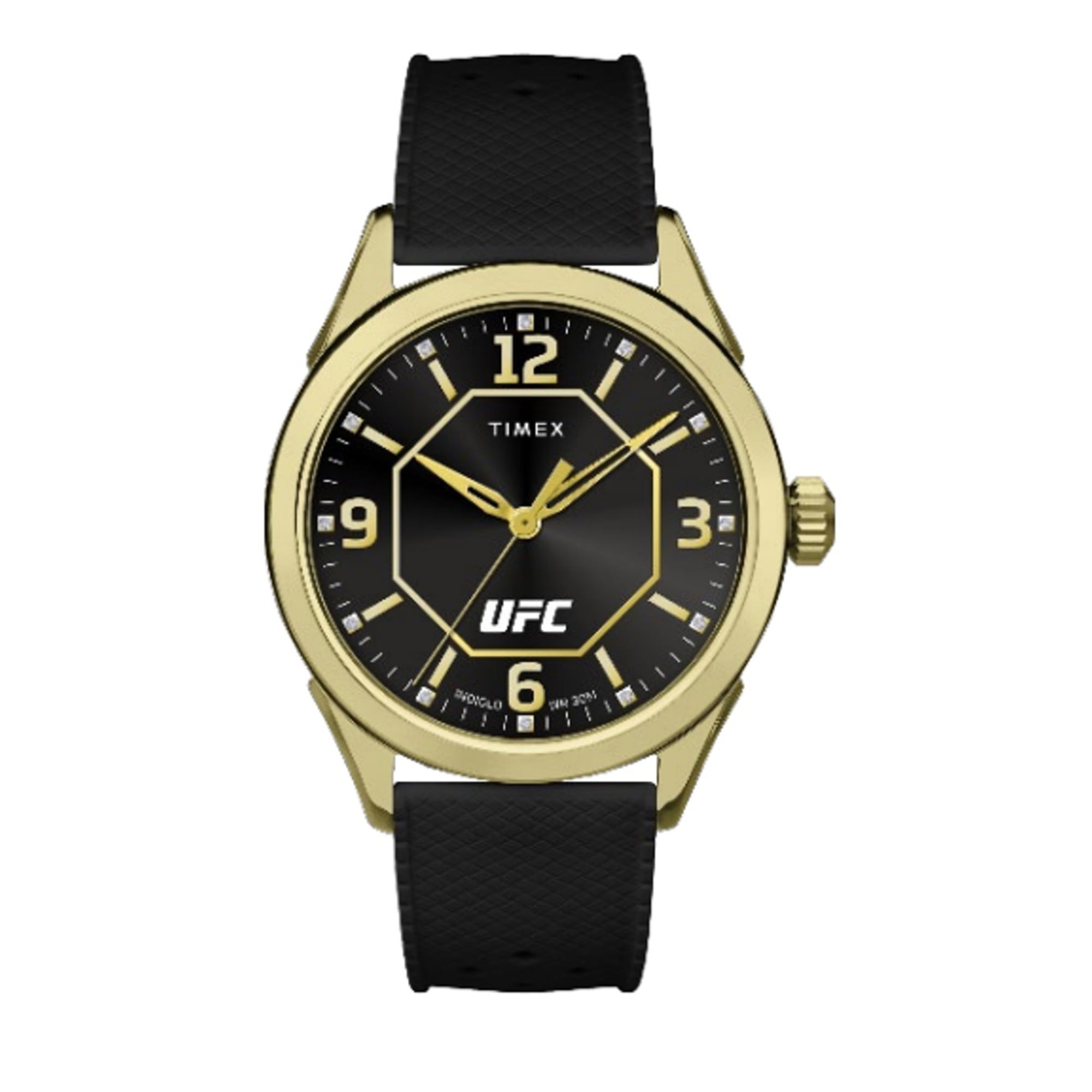 Timex UFC Men's Athena 42mm Watch - Black Strap Black Dial Gold-Tone Case