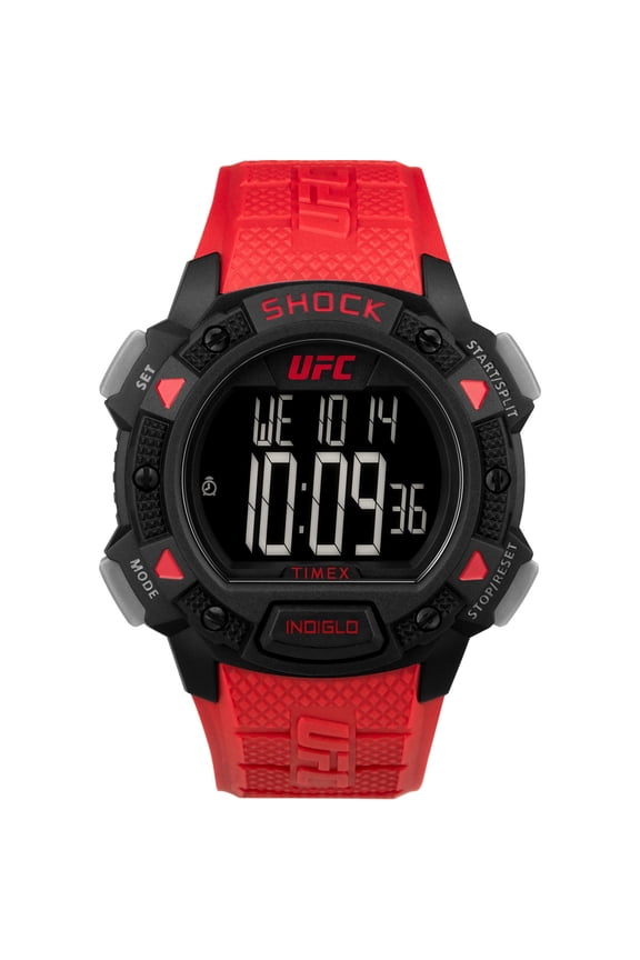 UFC Men's Core Shock 45mm Watch - Red Strap Digital Dial Black Case