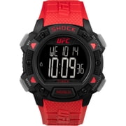 Timex UFC Mens Core Shock 45mm Watch - Red Strap Digital Dial Black Case