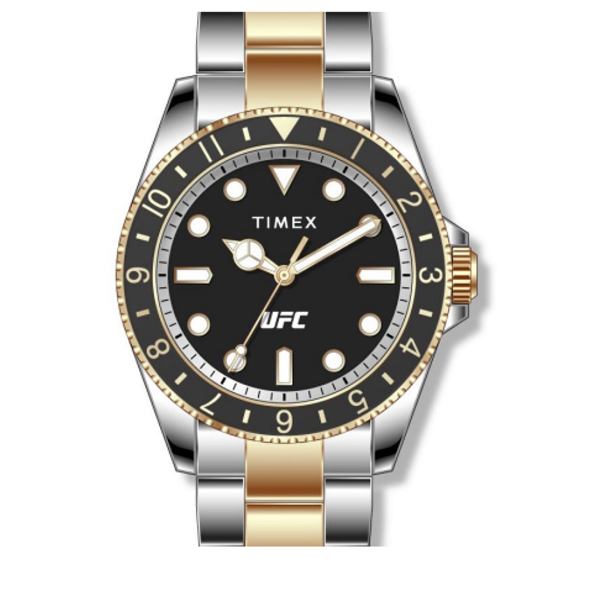 Timex UFC Men's Debut 42mm Watch - Two-Tone Strap Black Dial Silver-Tone  Case