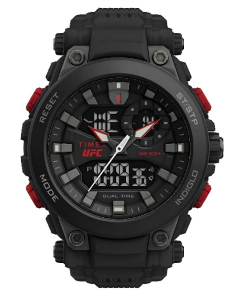 Timex UFC Men's Impact 50mm Watch Black Strap Black Dial Black