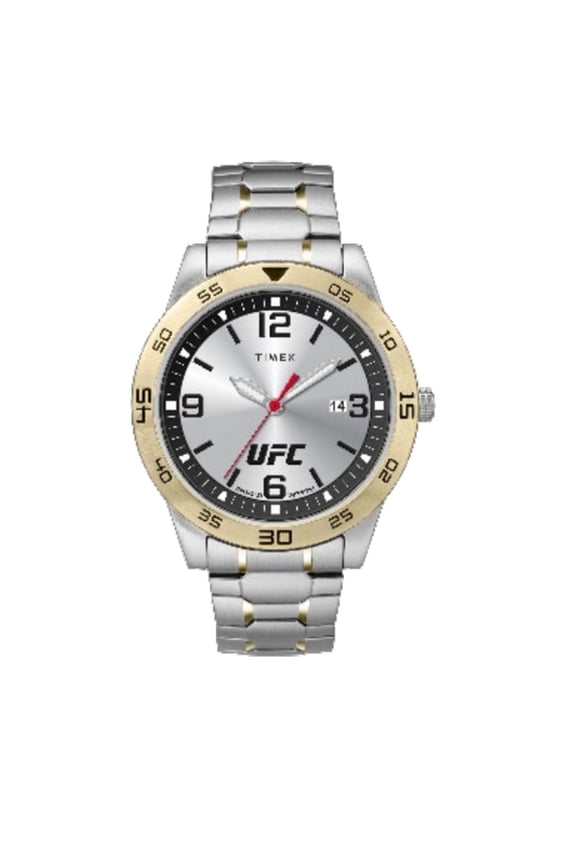 UFC Men's Legend 42mm Watch - Two-Tone Strap Silver-Tone Dial Silver-Tone Case