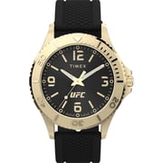 Timex UFC Unisex Gamer 42mm Watch - Black Strap Black Dial Gold-Tone Case