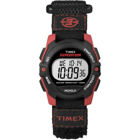 Timex Unisex Expedition Digital CAT Black/Red 33mm Outdoor Watch, FastWrap Strap
