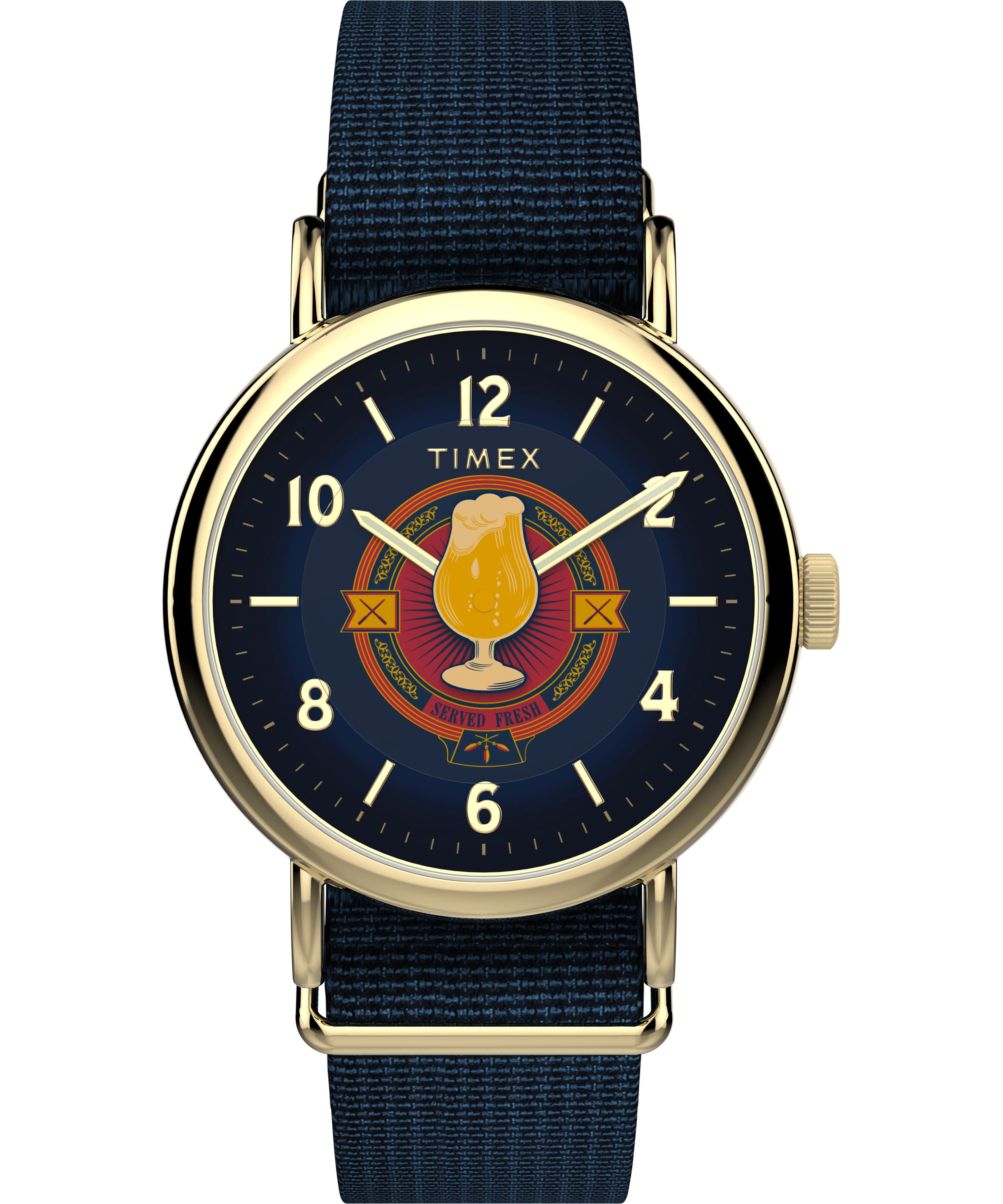 Timex Unisex Harry Potter x Weekender Butterbeer 40mm Watch - Blue Slip-thru Double Layer Blue Dial Gold-Tone Case
