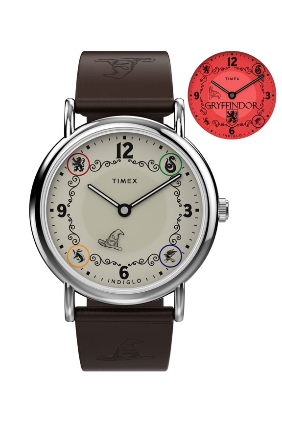 Unisex Harry Potter x Weekender Gryffindor House 38mm Watch - Brown Two- Piece Cream Dial Silver-Tone Case