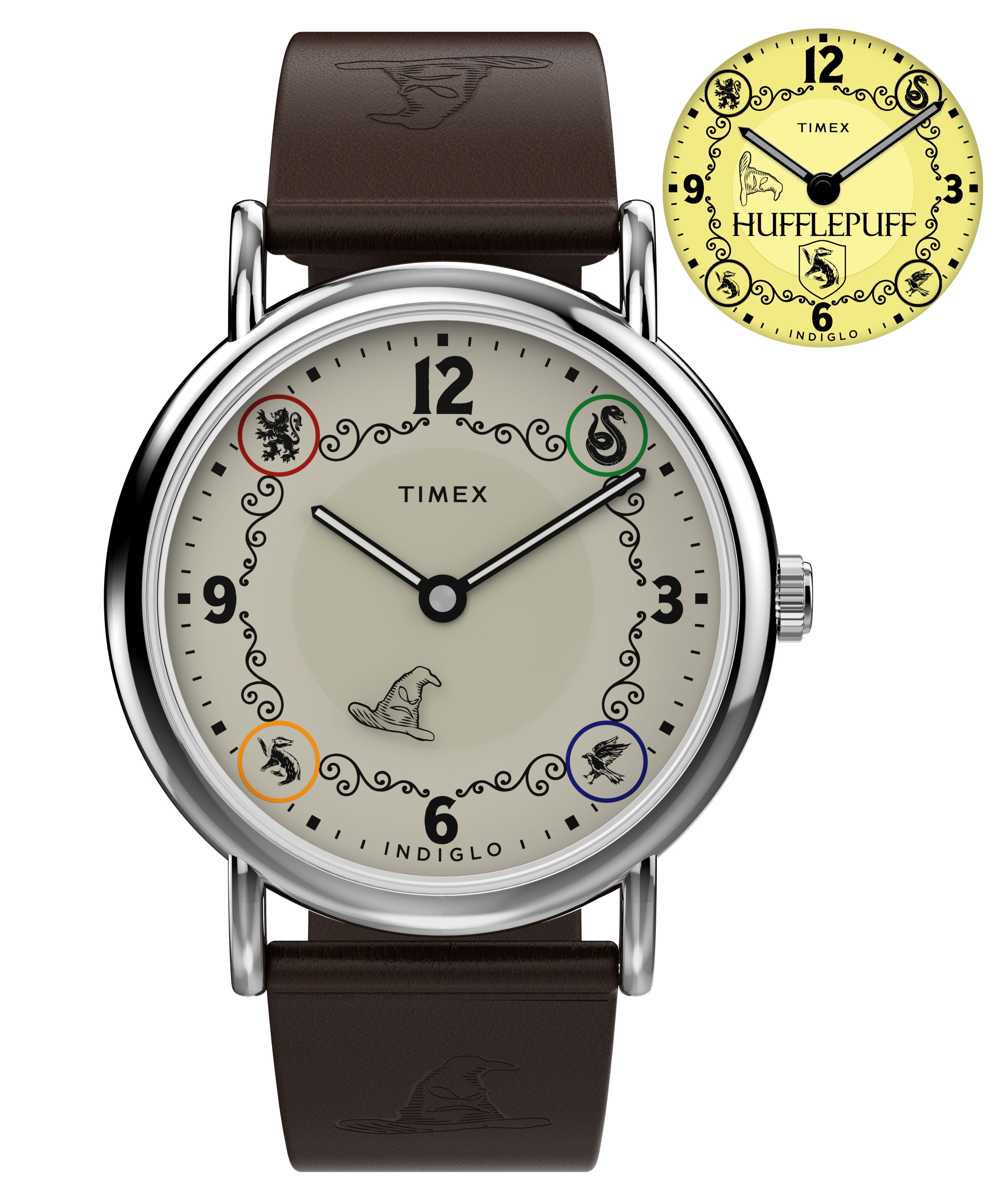 Timex Unisex Harry Potter x Weekender Hufflepuff House 38mm Watch - Brown Two- Piece Cream Dial Silver-Tone Case