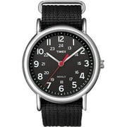 Timex Unisex Weekender Black/Silver 38mm Casual Watch, Fabric Slip-Thru Strap