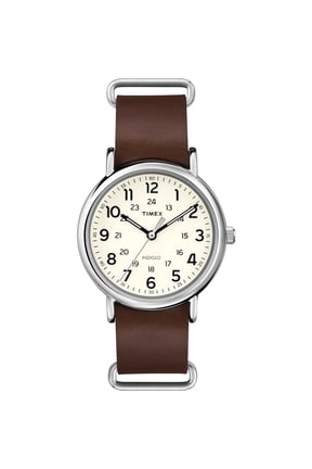 Weekender 40 Watch, Brown Double-Layered Leather Slip-Thru Strap