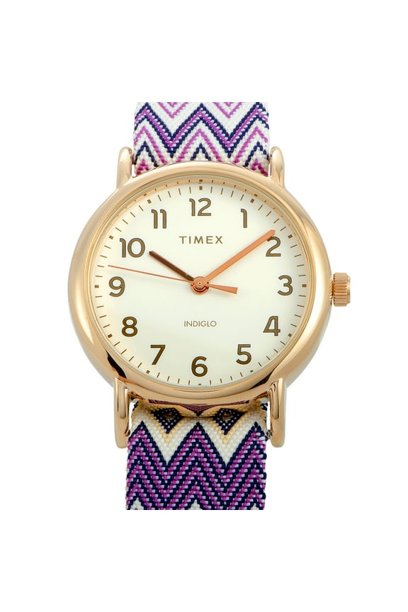 Weekender Chevron 38 mm Gold-Tone Watch TW2R59000