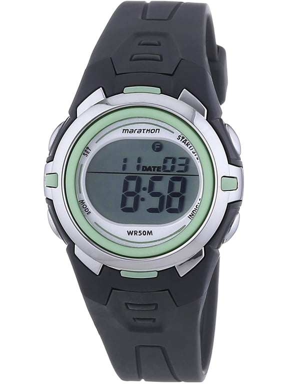 Women's 34mm Black Rubber Band Resin Case Quartz Watch T5k519