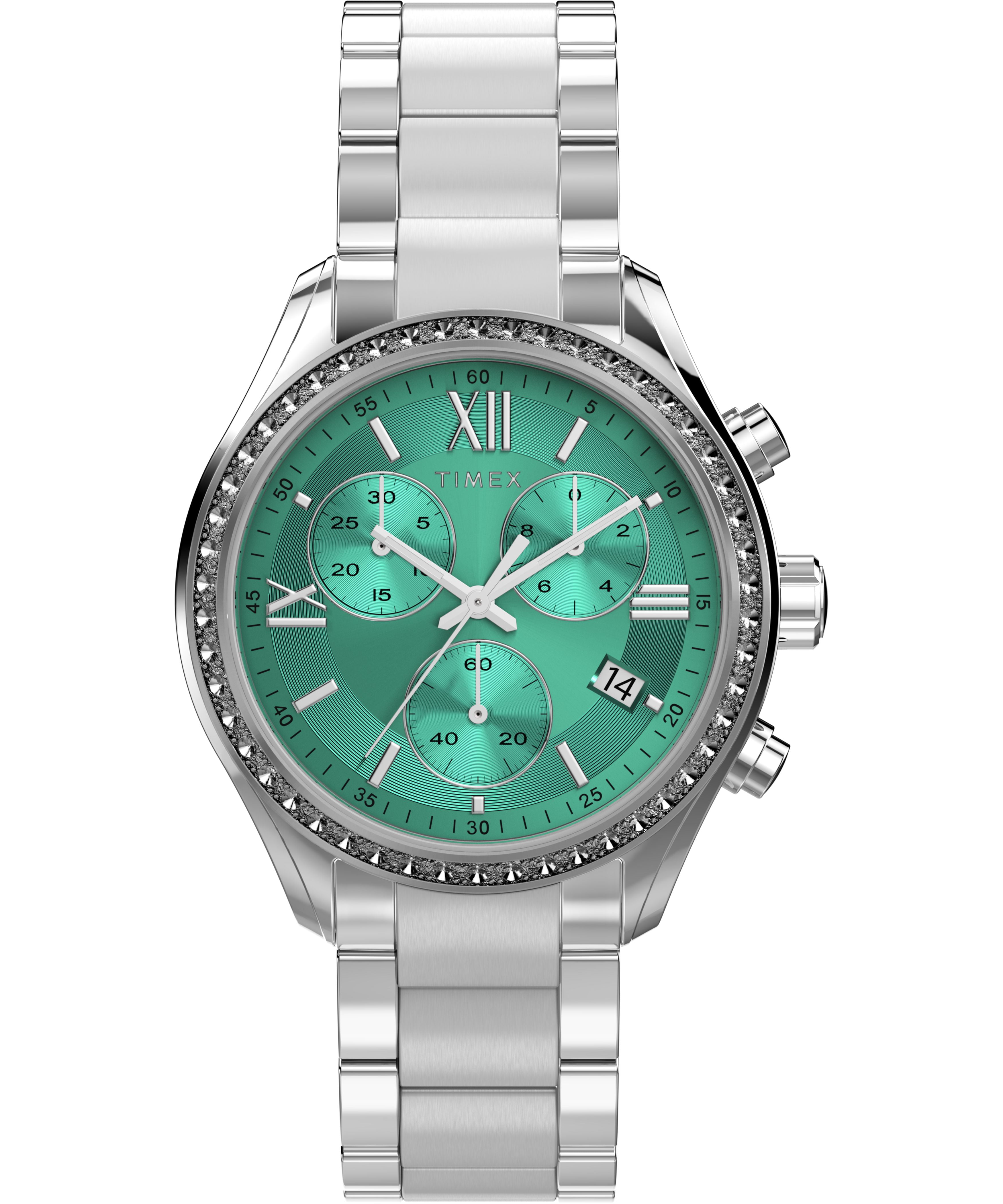 Timex Women's Chronograph 38mm Watch - Silver-Tone Bracelet Blue Dial Silver-Tone Case