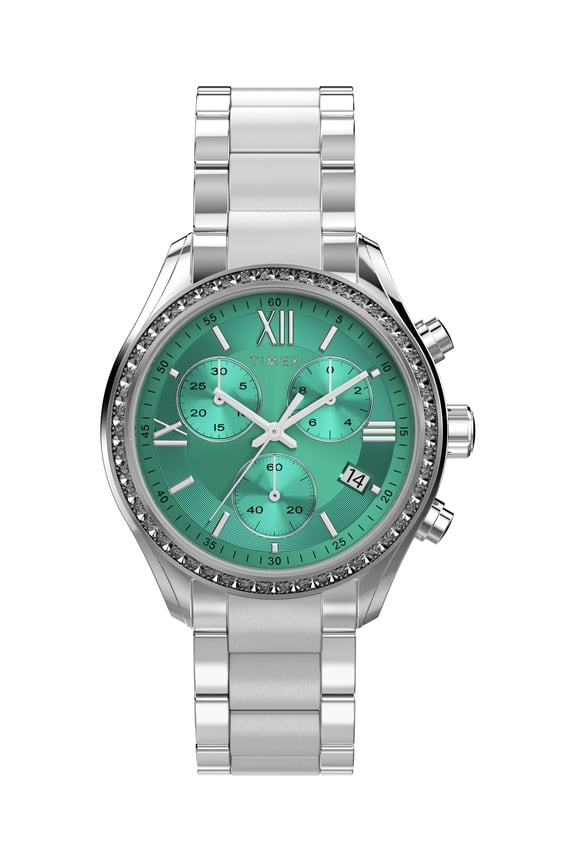 Women's Chronograph 38mm Watch - Silver-Tone Bracelet Blue Dial Silver-Tone Case