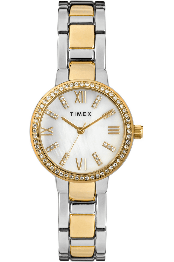 Women's Dress Crystal 30mm Watch  Mother of Pearl Dial with Two-Tone Bracelet