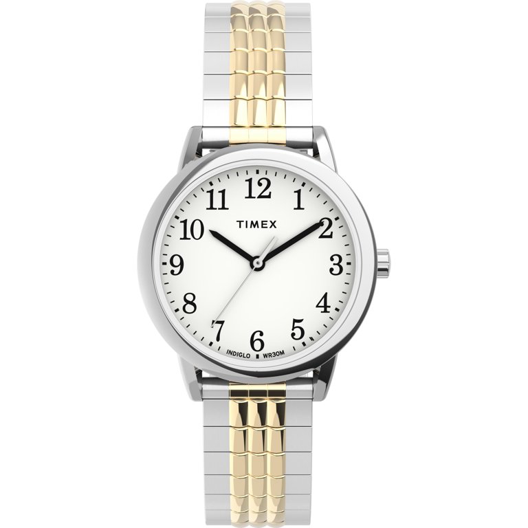 Timex Women's Easy Reader 30mm Perfect Fit Watch – Silver-Tone Case White  Dial with Two-Tone Expansion Band - Walmart.com