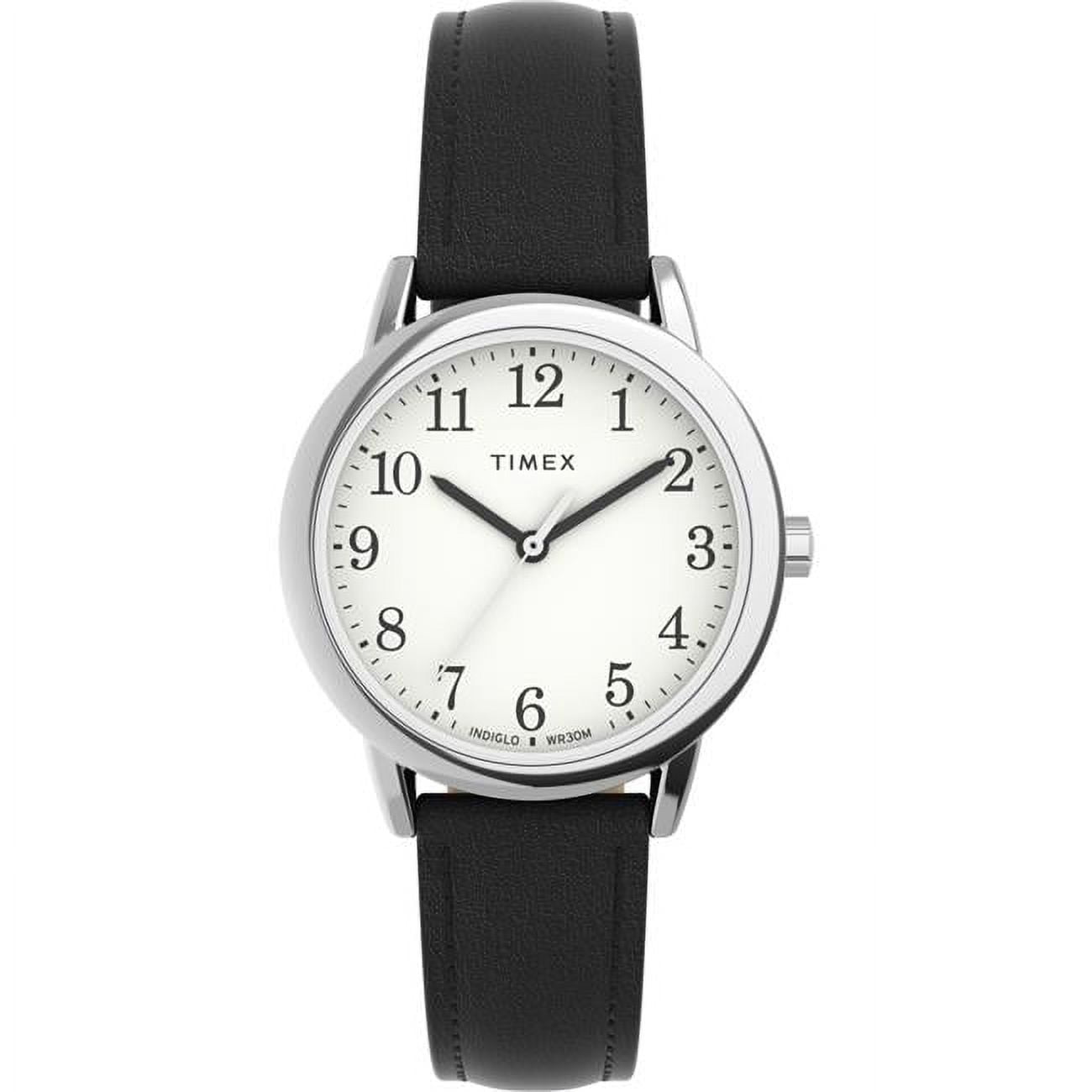 Timex Women's Easy Reader 30mm Watch Black Strap White Dial Silver
