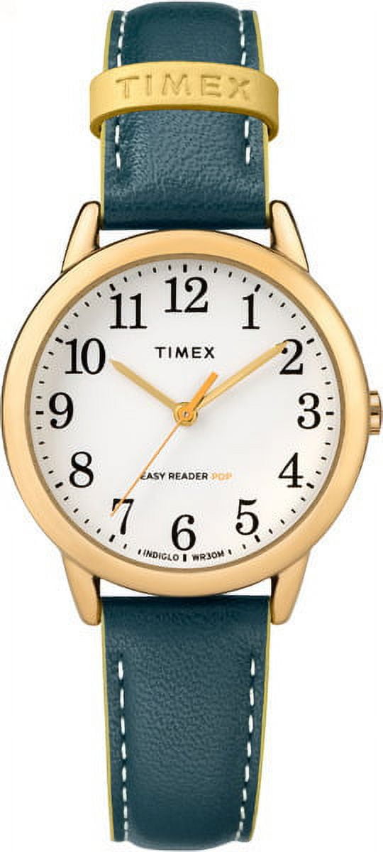 Timex Women's Easy Reader Color Pop 30mm Leather |Blue| Dress Watch  TW2R99800