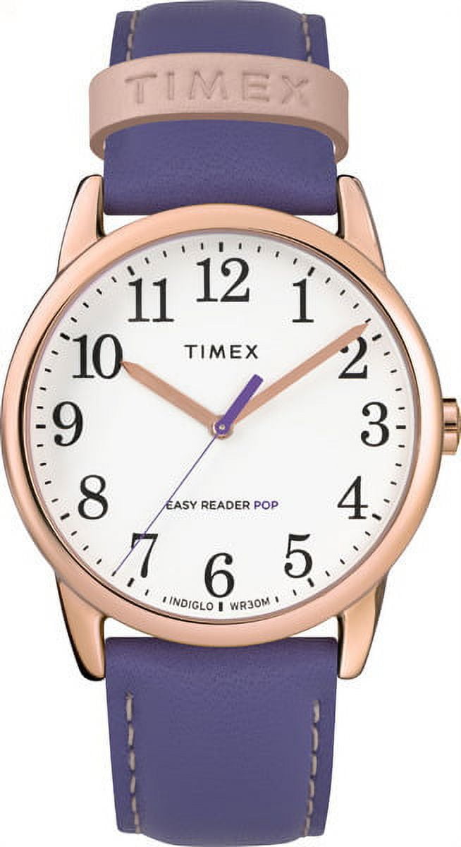 Timex Women s Easy Reader Color Pop 38mm Leather Purple Dress Watch TW2T18600 Walmart