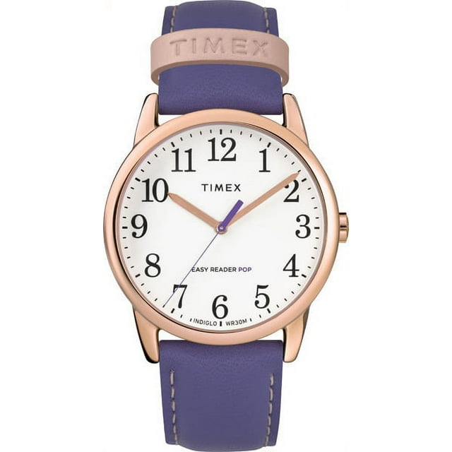 Timex Women's Easy Reader Color Pop 38mm Leather Purple Dress Watch TW2T18600