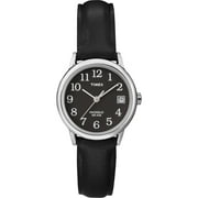 Timex Womens Easy Reader Date Black/Silver 25mm Casual Watch, Leather Strap