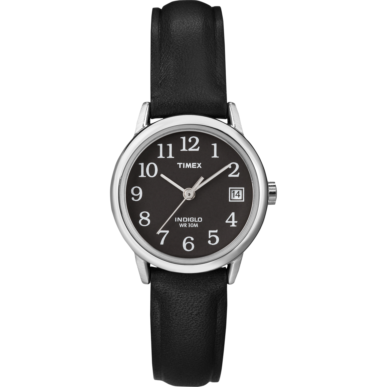 Timex Women's Easy Reader Date Black/Silver 25mm Casual Watch, Leather Strap - image 1 of 3