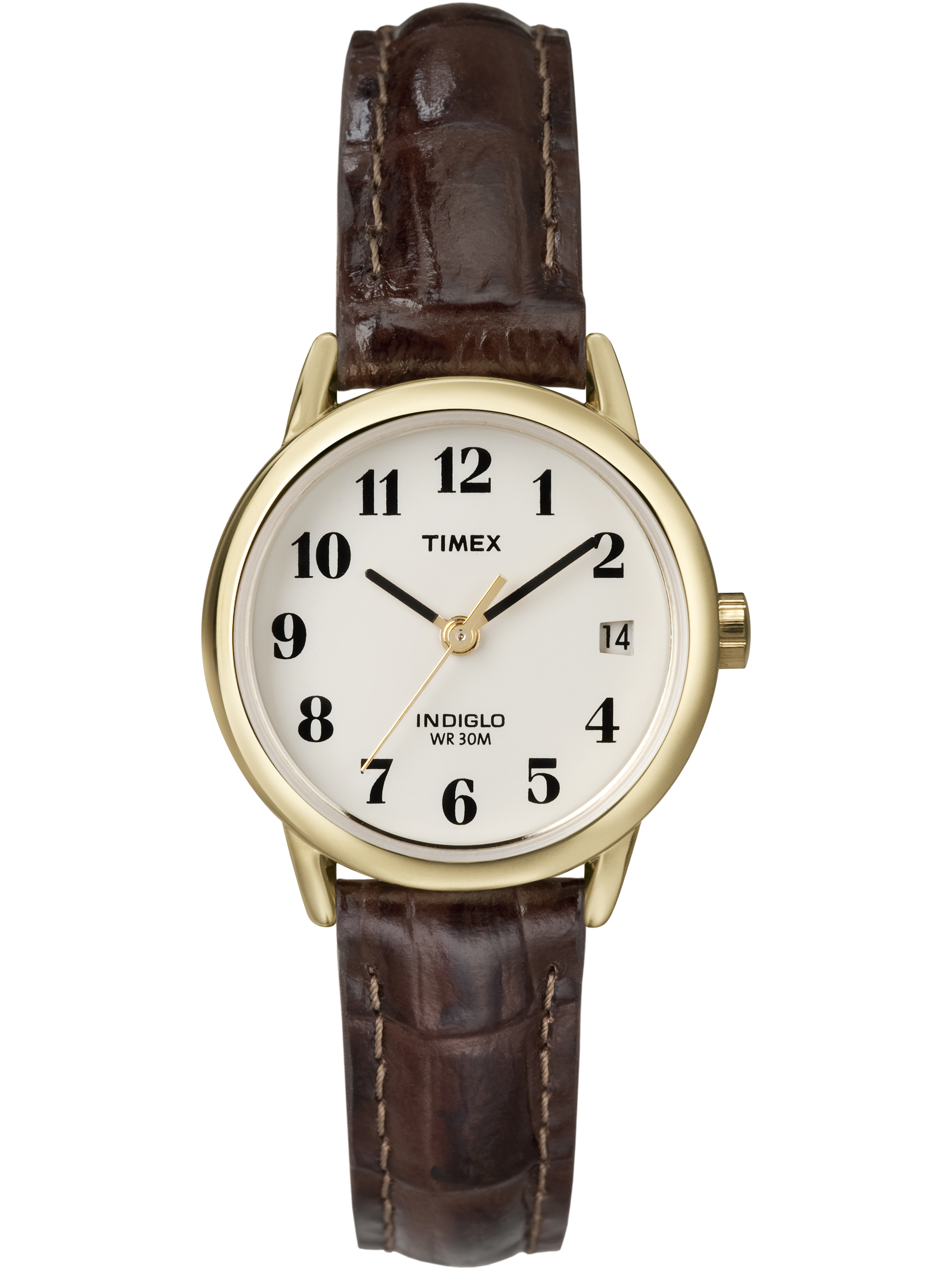 Timex Women's Easy Reader Date Brown/Gold 25mm Casual Watch, Leather Strap - image 1 of 5