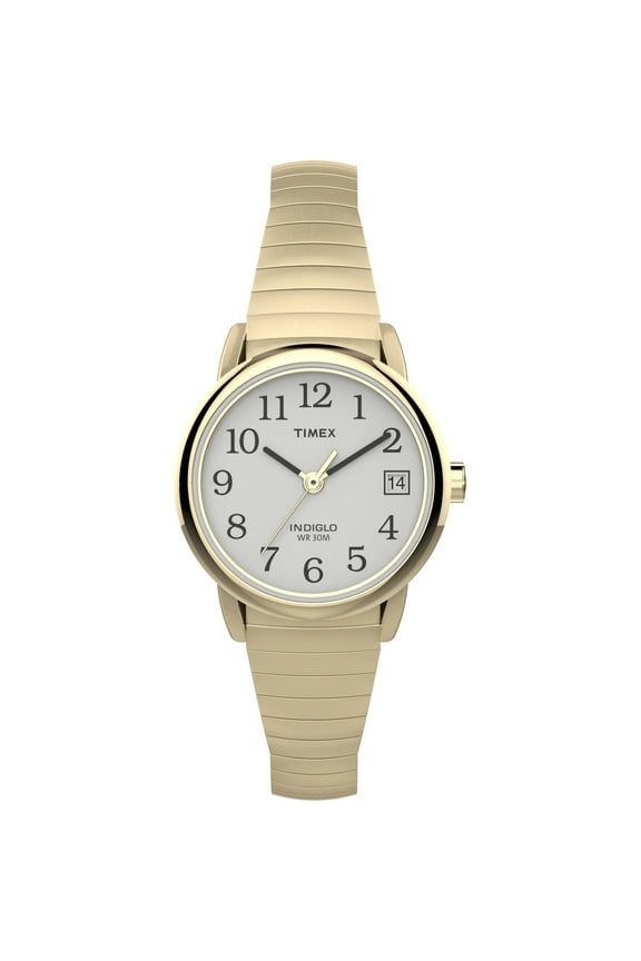 Women's Easy Reader Date Gold/White 25mm Casual Watch, Tapered Expansion Band