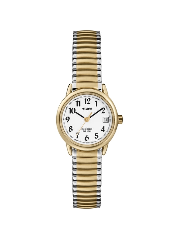 Women's Easy Reader Date Two-Tone/White 25mm Casual Watch, Extral-Long Expansion Band