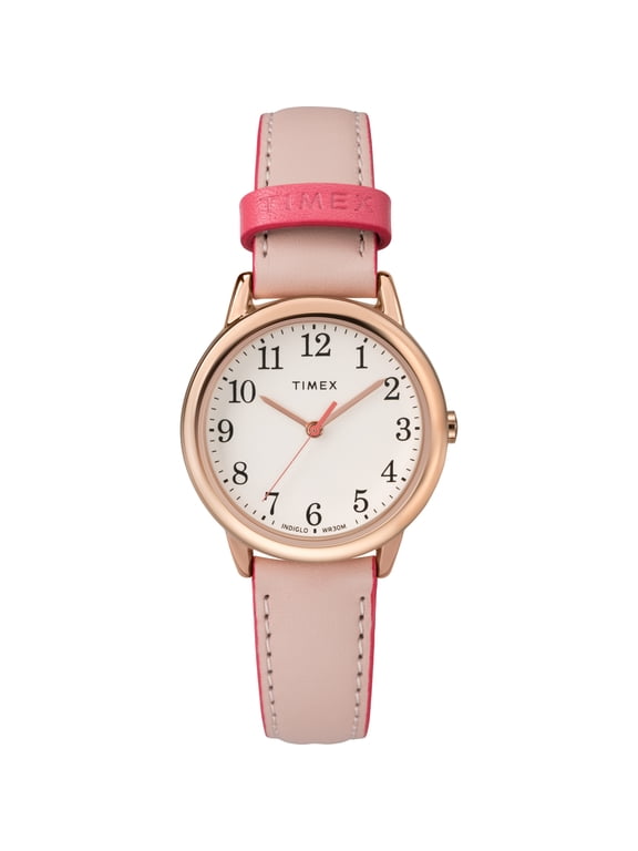Women's Easy Reader Pink/Rose Gold 30mm Casual Watch, Leather Strap