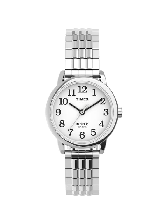 Women's Easy Reader Silver/White 25mm Perfect Fit Casual Watch, Expansion Band