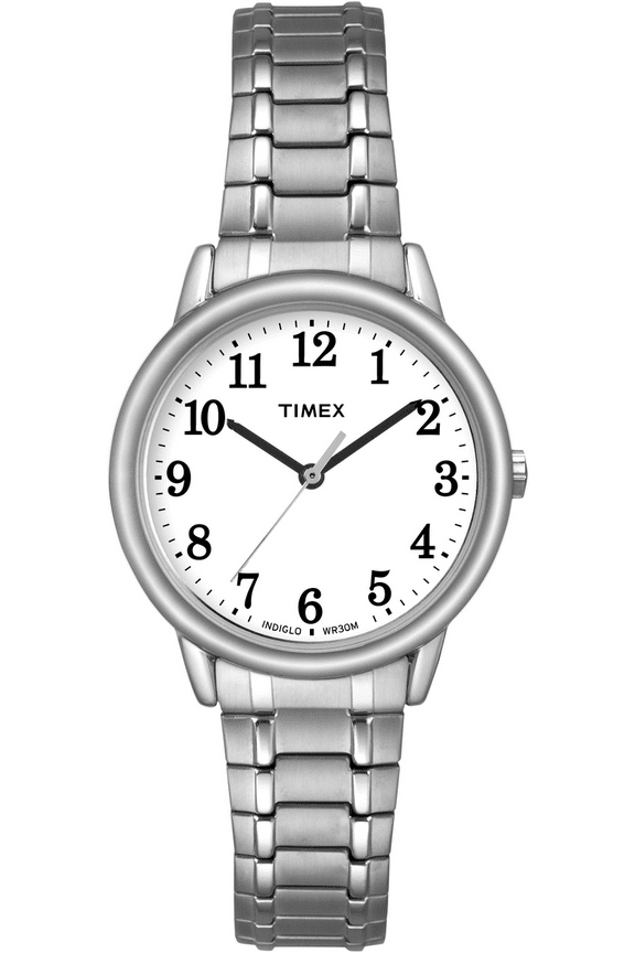 Women's Easy Reader Silver/White 30mm Casual Watch, Tapered Expansion Band