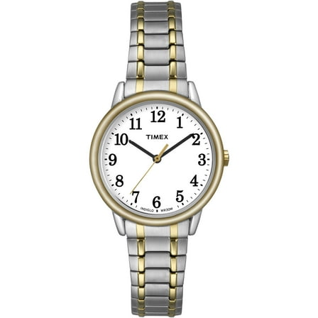 Timex Women's Easy Reader Two-Tone/White 30mm Casual Watch, Tapered Expansion Band