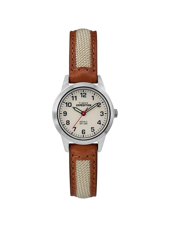 Women's Expedition Field Mini Beige/Natural 26mm Outdoor Watch, Leather & Fabric Strap