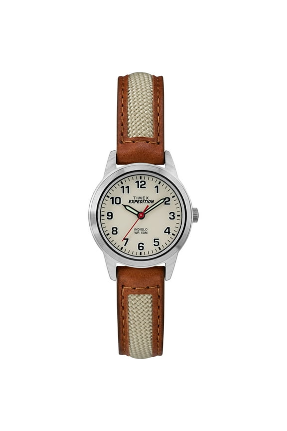 Women's Expedition Field Mini Beige/Natural 26mm Outdoor Watch, Leather & Fabric Strap