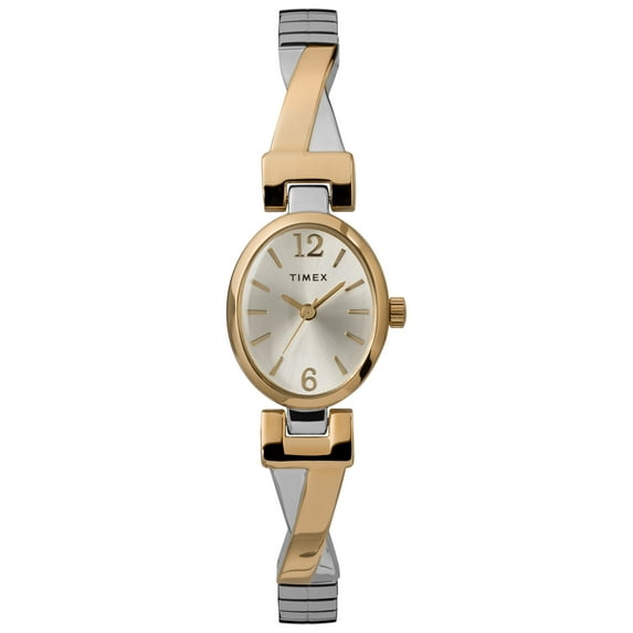 Timex Women's Fashion Stretch Bangle 21mm Two-Tone Watch, Expansion Band