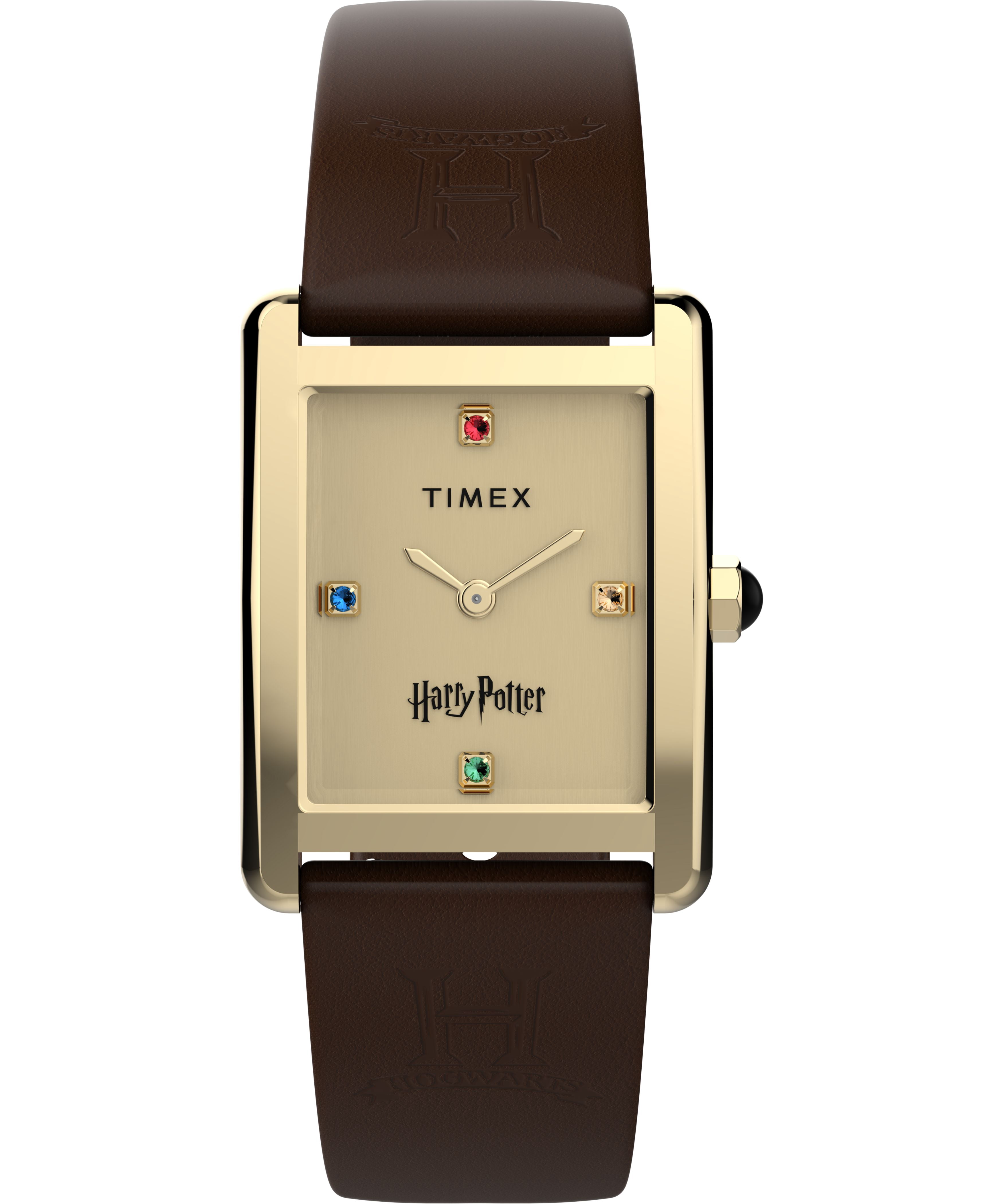 Timex Women's Harry Potter x Hailey Hogwarts 24mm Watch - Brown Two- Piece Quick Release Champagne Dial Gold-Tone Case