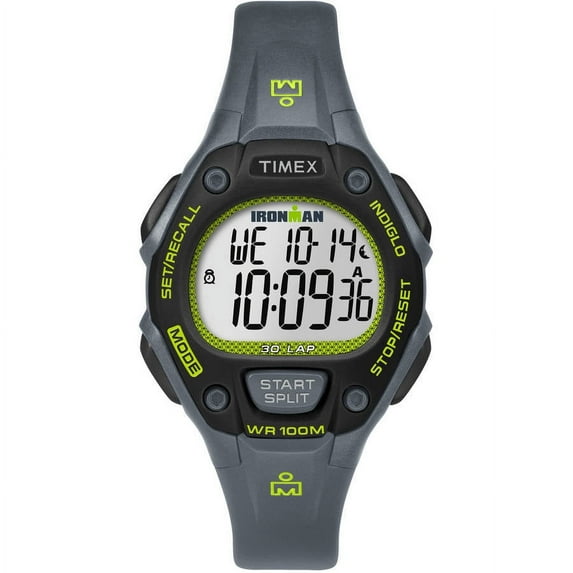 Timex Women's Ironman Classic 30 Mid-Size Gray/Lime Watch, Resin Strap