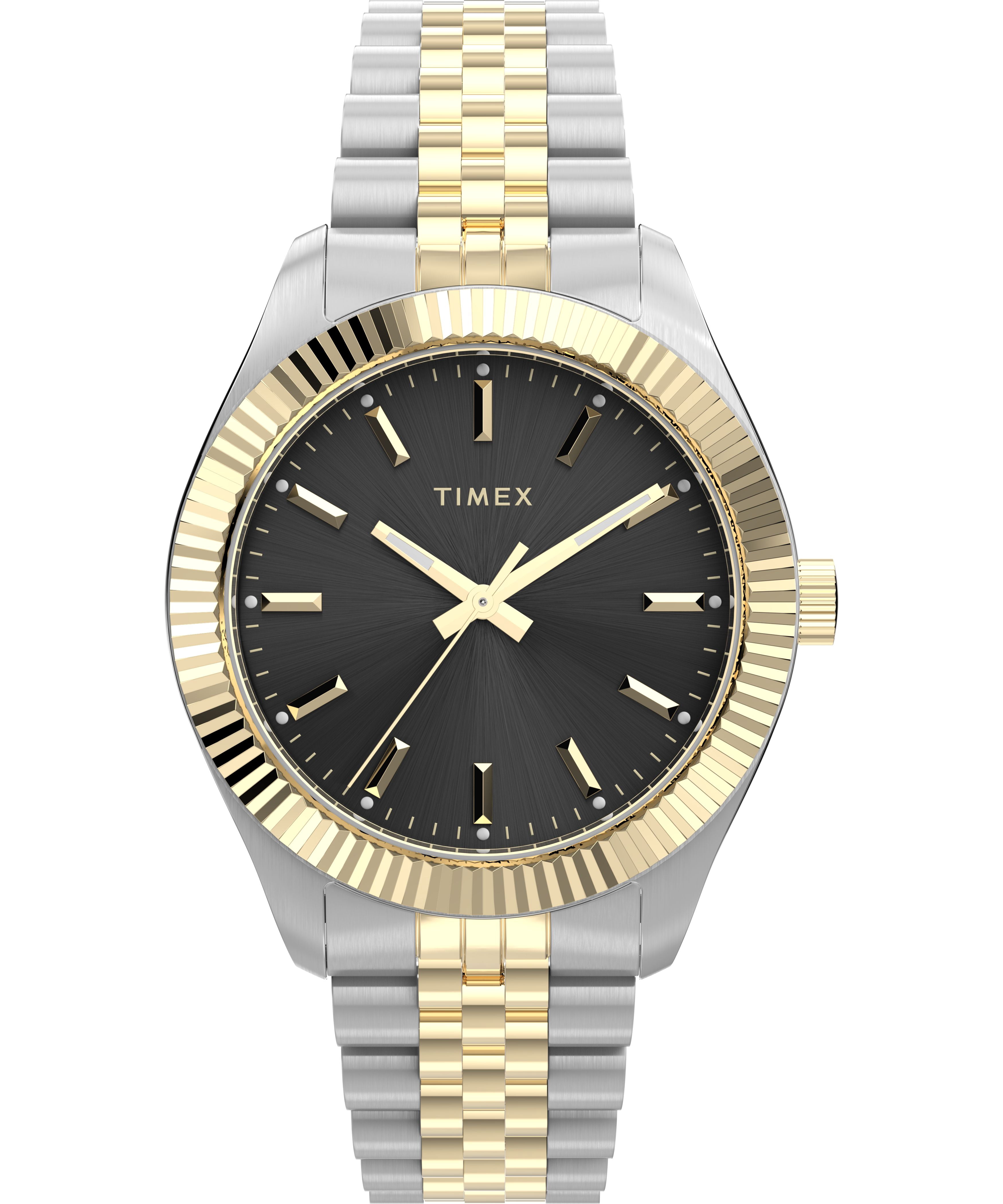 Timex Women's Legacy 36mm Watch - Two-Tone Bracelet Black Dial Gold-Tone Case