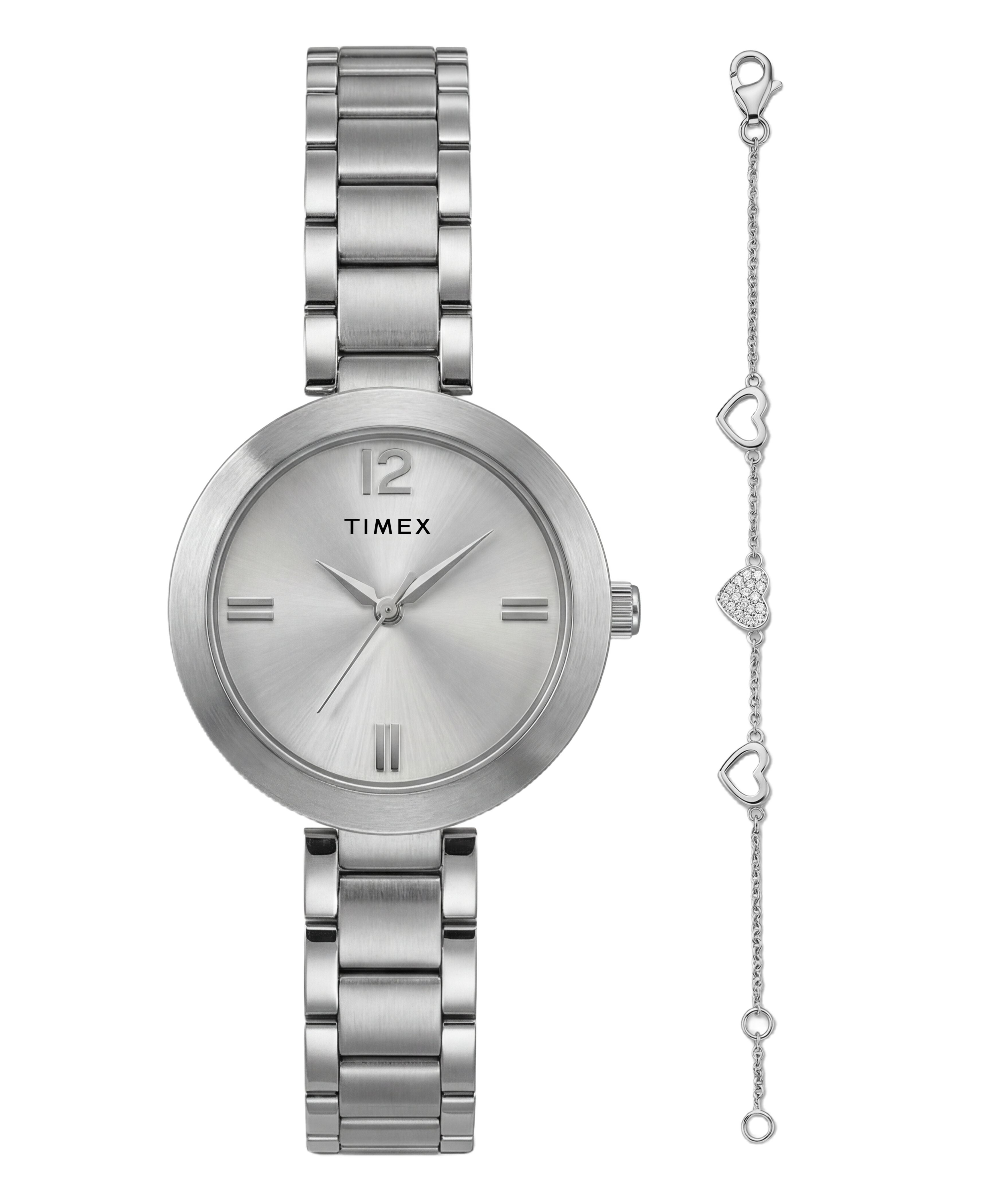 Timex Women's Main Street Box Set 28mm Watch - Silver-Tone Bracelet Silver-Tone Dial Silver-Tone Case
