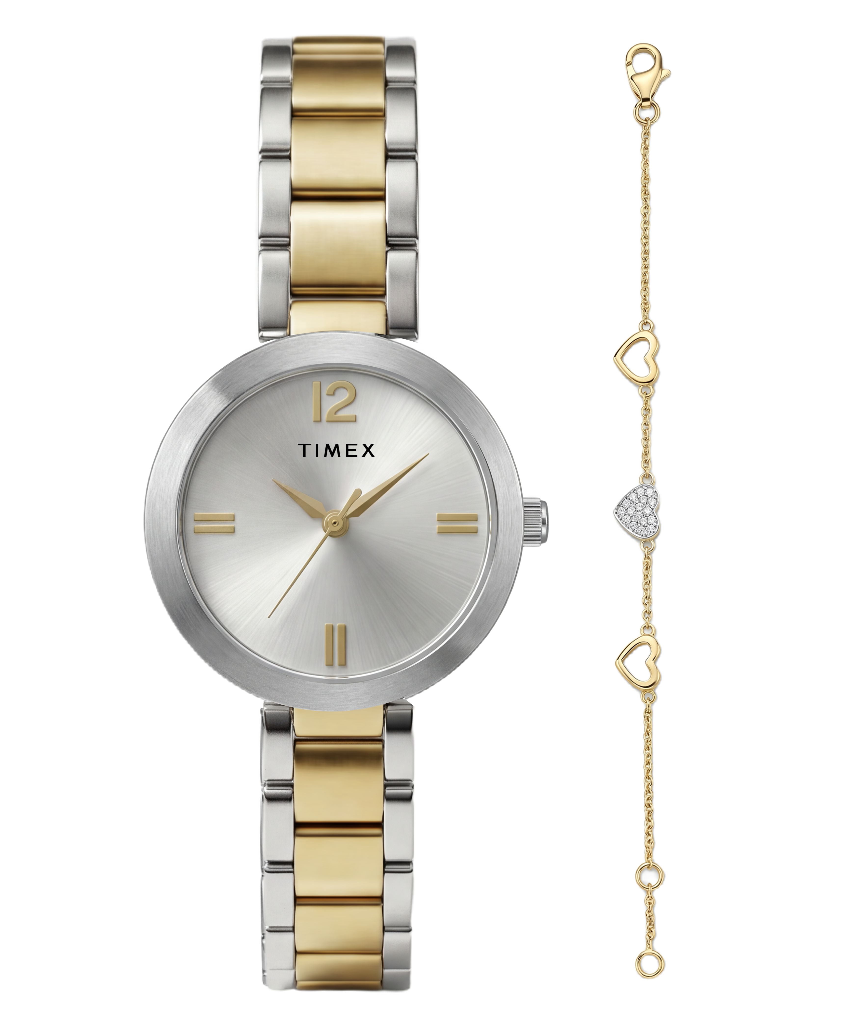 Timex Women's Main Street Box Set 28mm Watch - Two-Tone Bracelet Silver-Tone Dial Silver-Tone Case