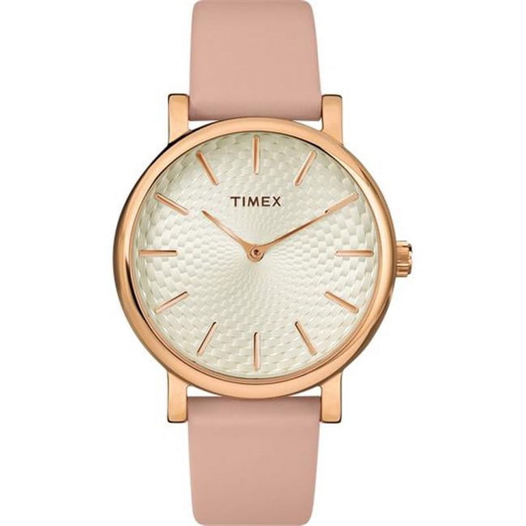 Timex Metropolitan Rose Gold Tone With Pink Dial & Gray Genuine Leather Watch Timex Women main image 4